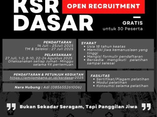 Pendaftaran Pelatihan KSR Dasar PMI Kabupaten Jombang 2025